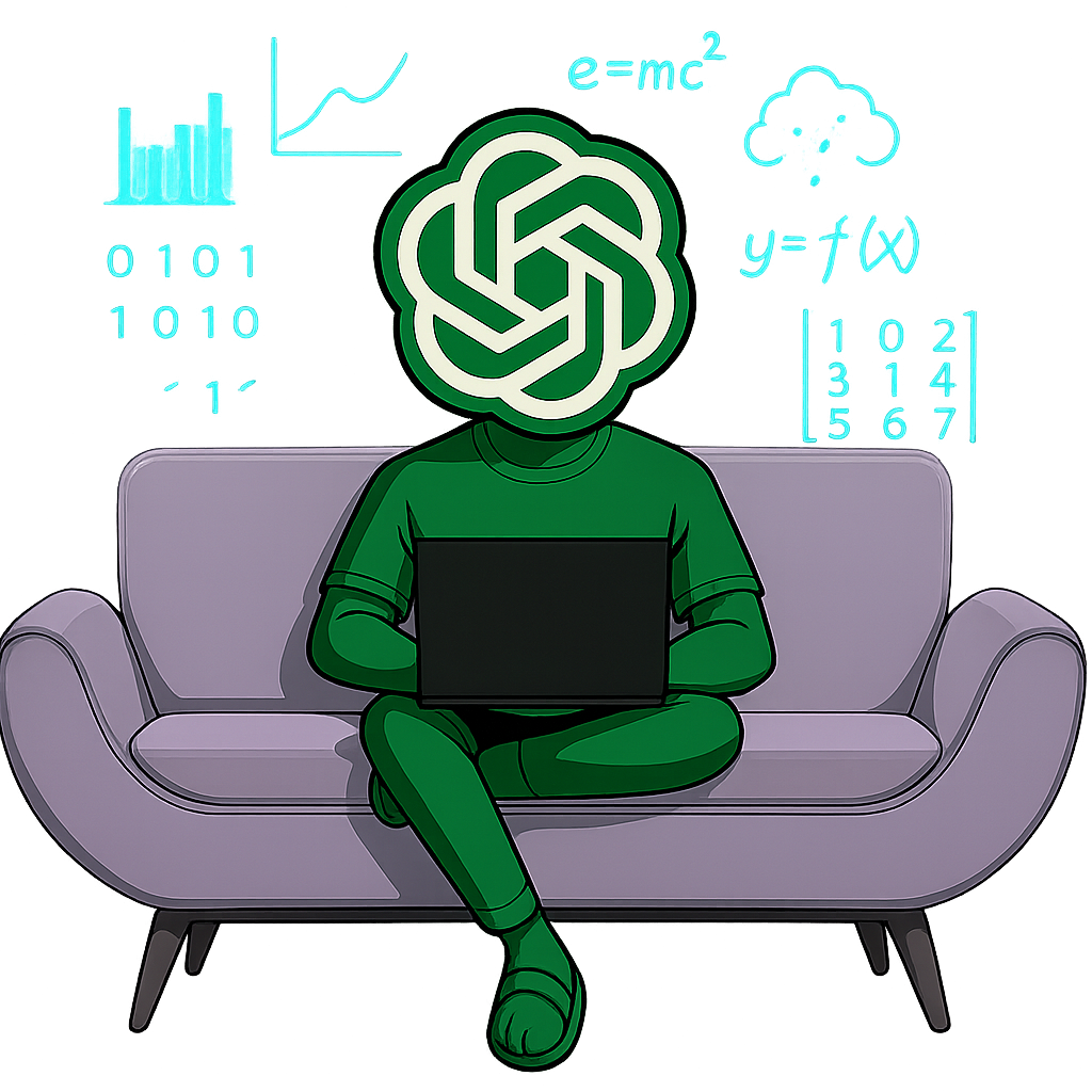 chatGPT sitting on a couch. They are pretty chill. You gotta give them a chance. We love you, chatGPT!!! ❤️